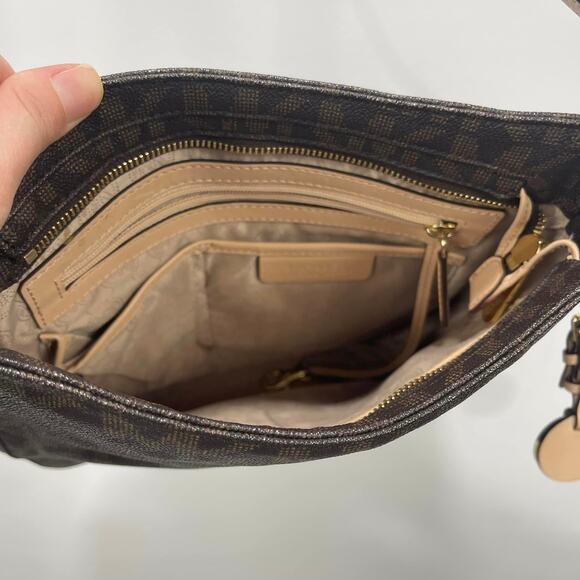 Michael Kors Jet Set Travel Large Logo Brown Messenger Crossbody Bag - Picture 4 of 4